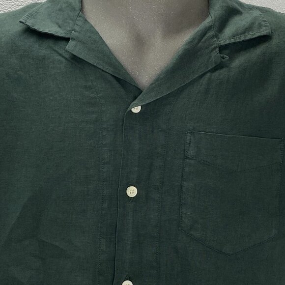 Alex Mill Men's Camp Short Sleeve Linen Shirt Pine Grove Green Size L - Picture 10 of 11